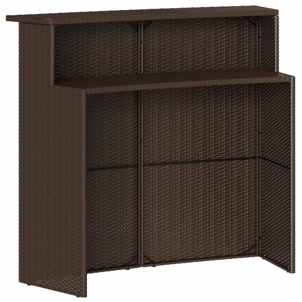Ensemble de bar de jardin 3 pcs et coussins brun résine tressée
