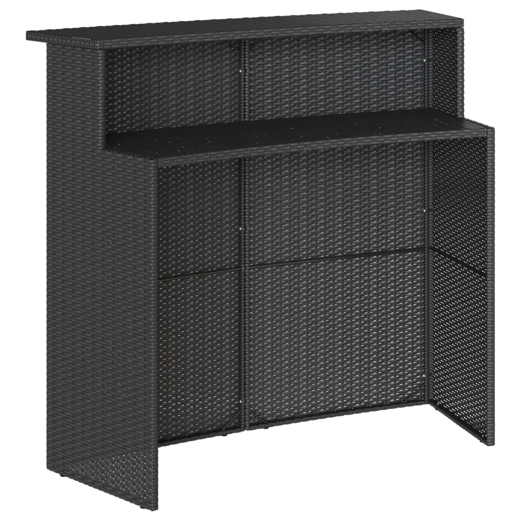 Ensemble de bar de jardin 5 pcs avec coussins noir poly rotin