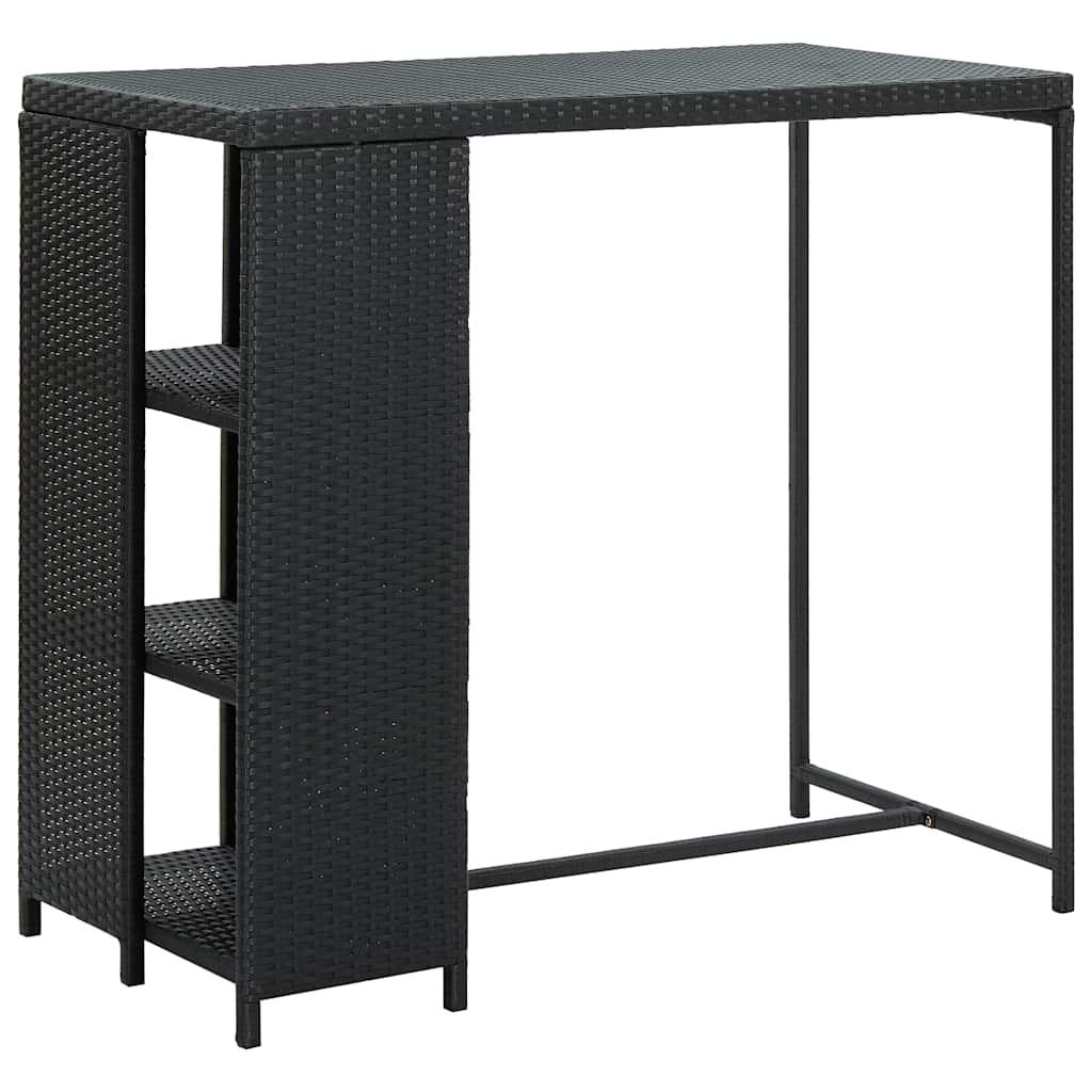 Ensemble de bar de jardin 3 pcs avec coussins noir poly rotin