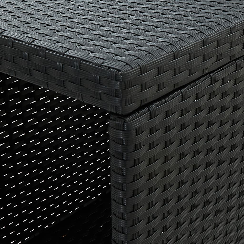 Ensemble de bar de jardin 3 pcs avec coussins noir poly rotin
