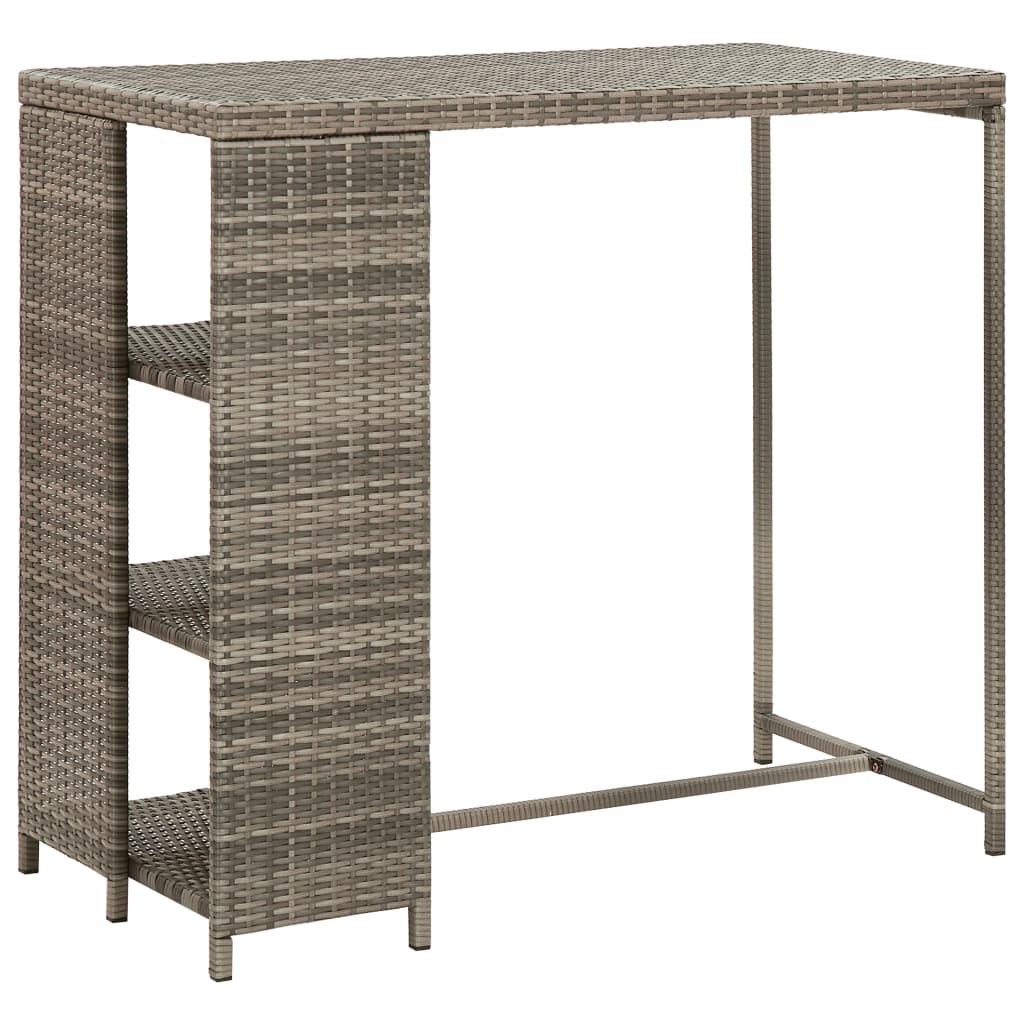 Ensemble de bar de jardin 3 pcs et coussins gris résine tressée