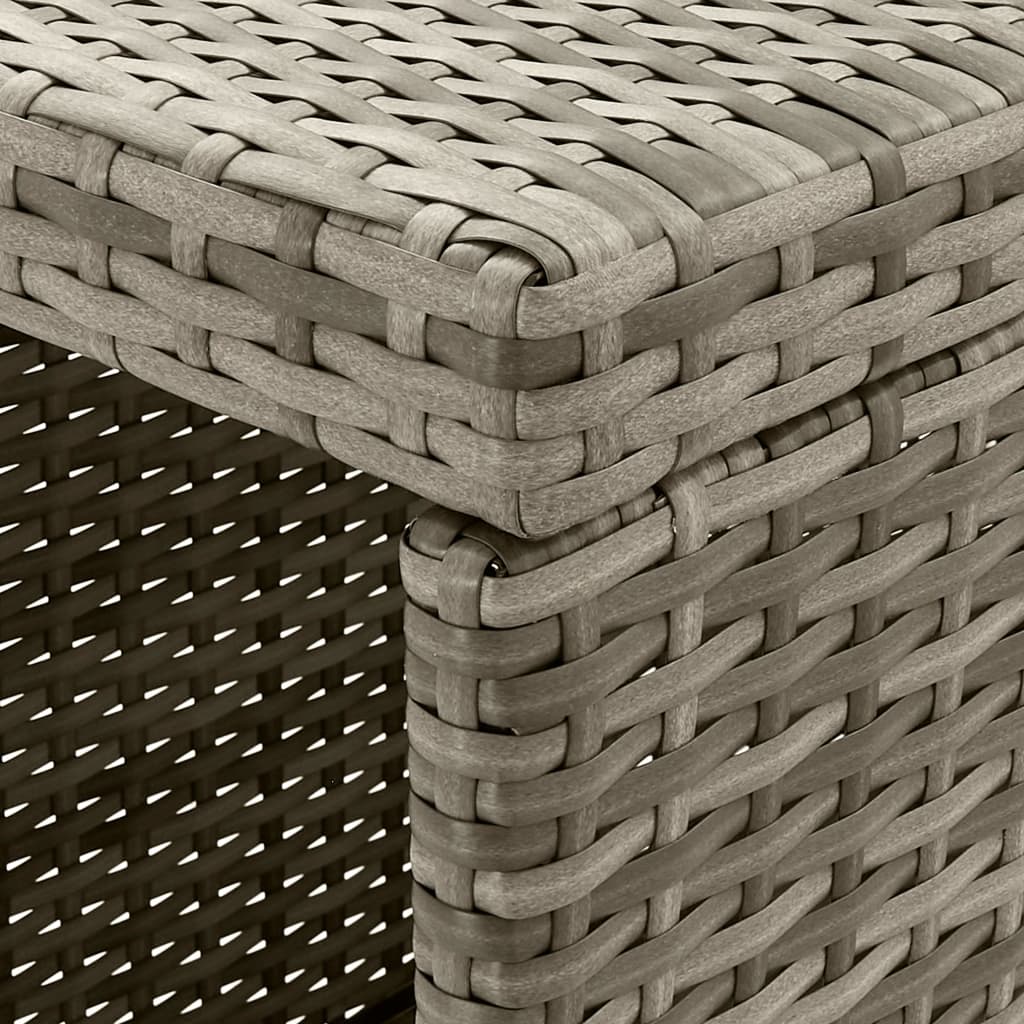 Ensemble de bar de jardin 3 pcs et coussins gris résine tressée