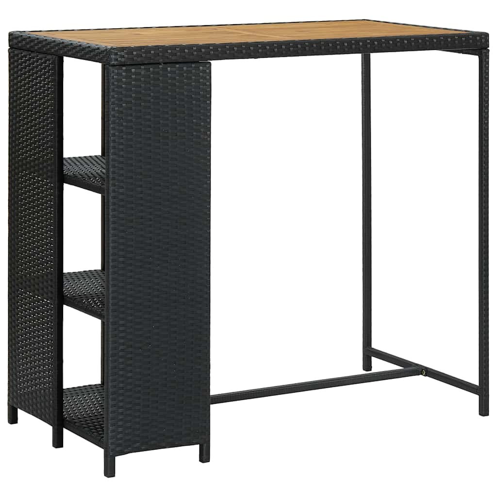 Ensemble de bar de jardin 3 pcs avec coussins noir poly rotin