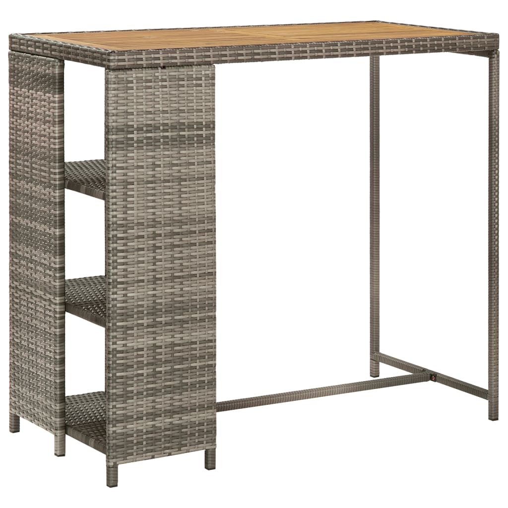 Ensemble de bar de jardin 3 pcs et coussins gris résine tressée