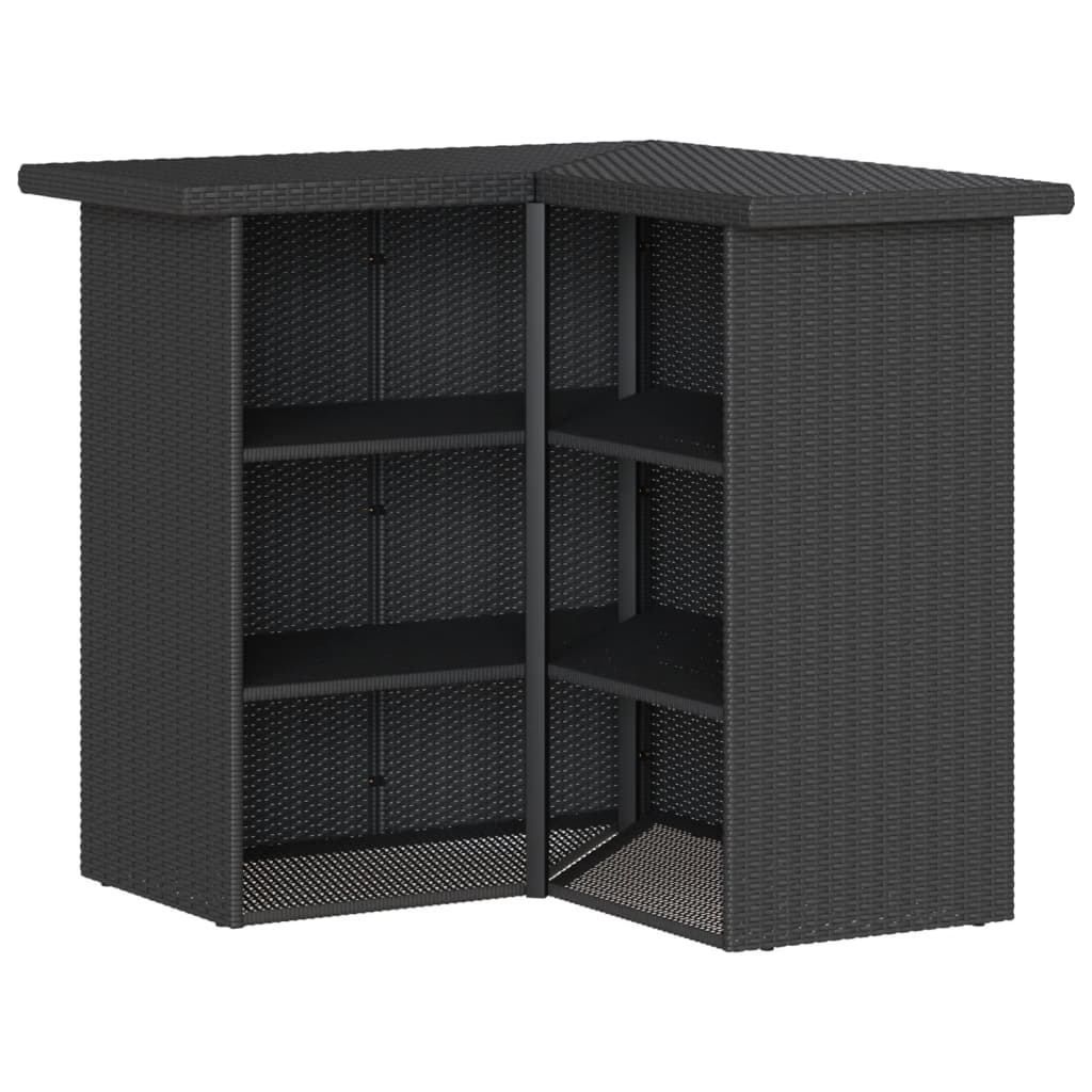 Ensemble de bar de jardin 3 pcs avec coussins noir poly rotin