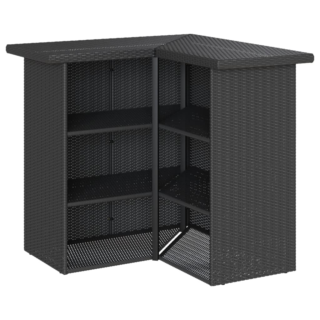 Ensemble de bar de jardin 5 pcs avec coussins noir poly rotin