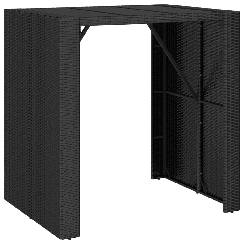 Ensemble de bar de jardin 5 pcs avec coussins noir poly rotin