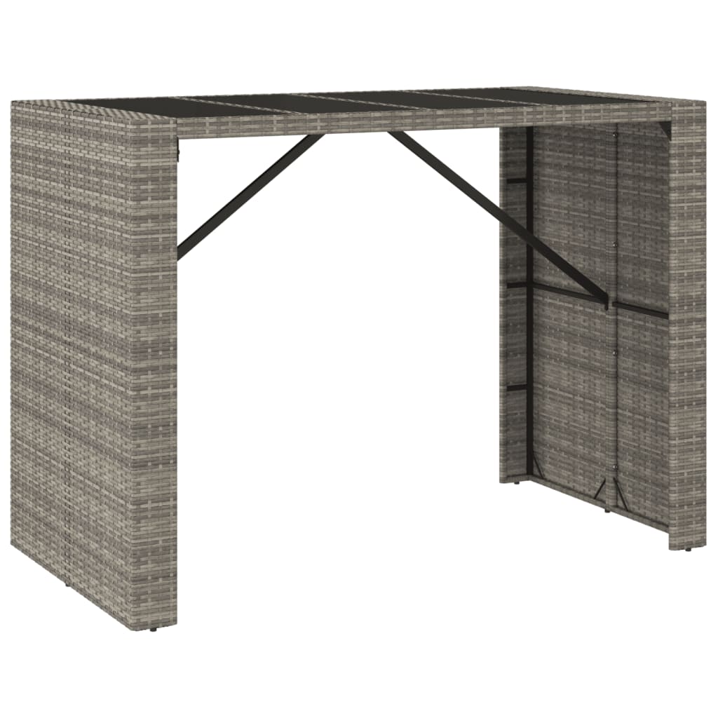 Ensemble de bar de jardin 7 pcs avec coussins gris poly rotin