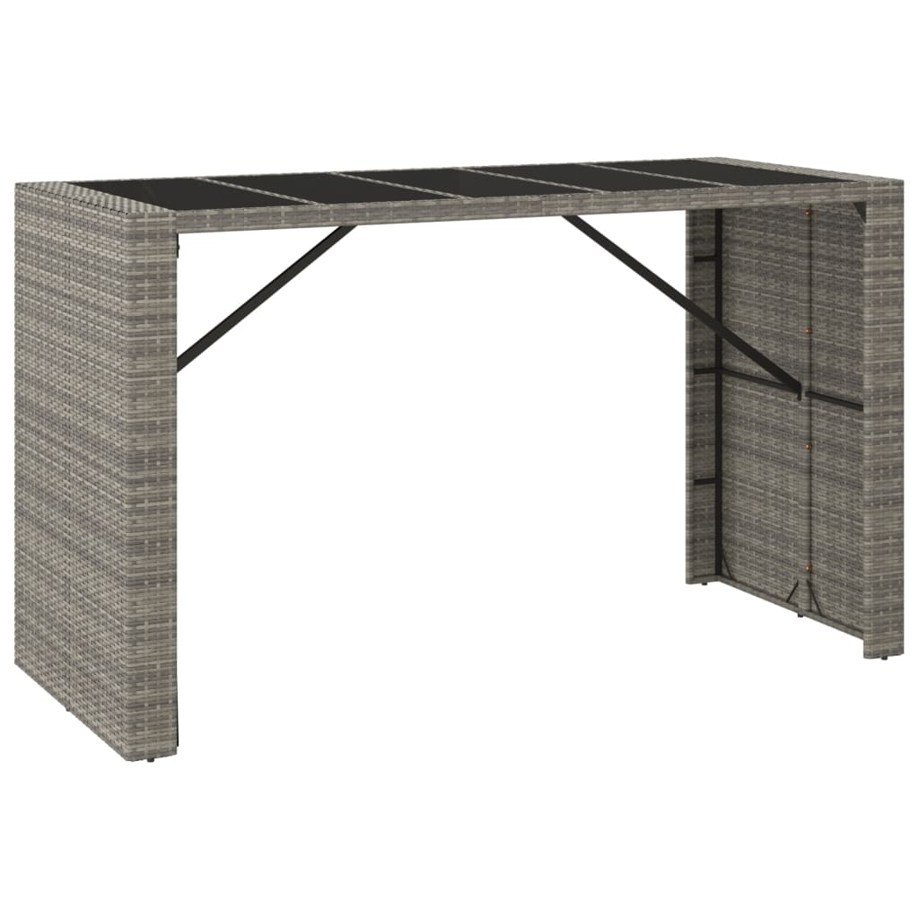 Ensemble de bar de jardin 9 pcs avec coussins gris poly rotin