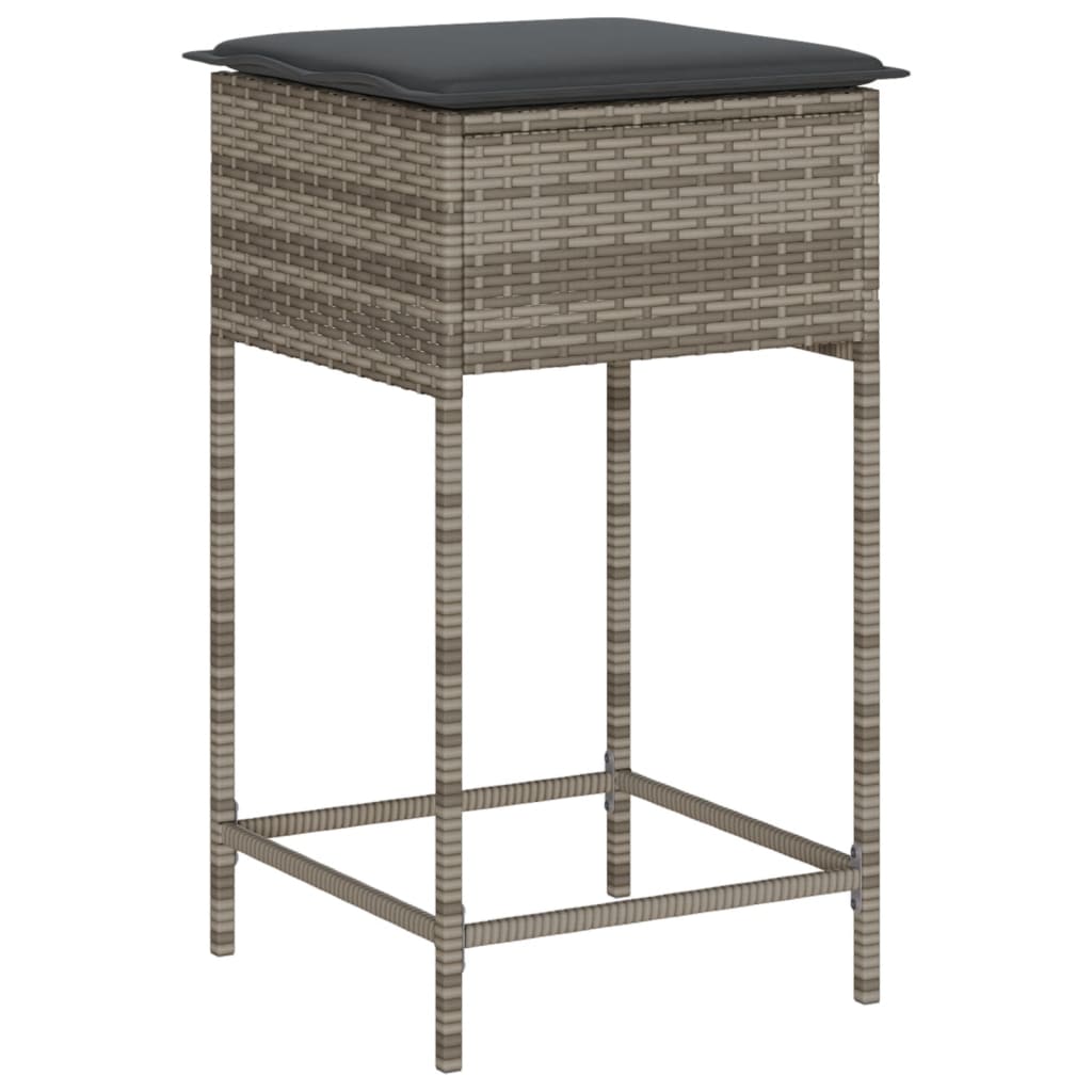 Ensemble de bar de jardin 5 pcs avec coussins gris poly rotin
