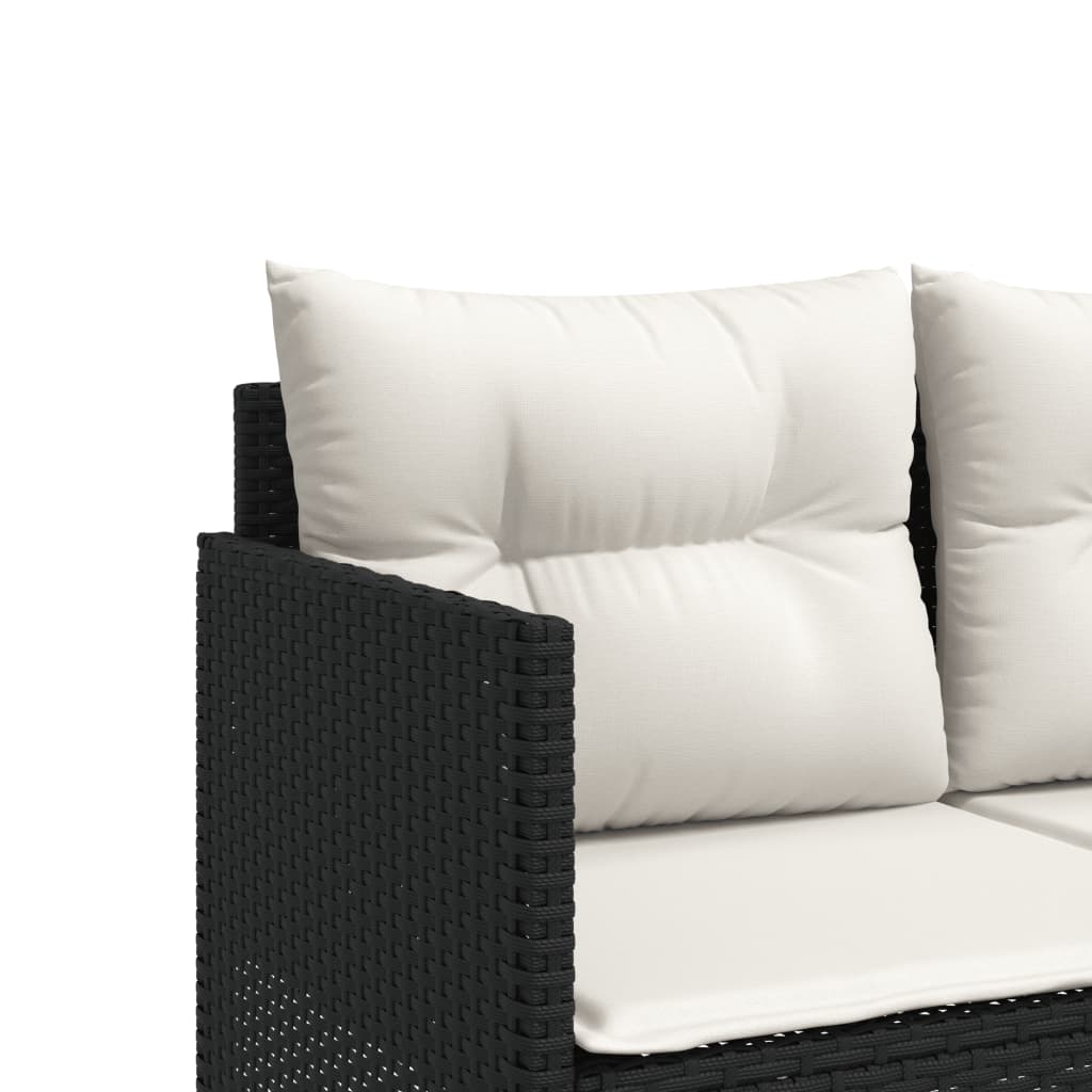 Salon de jardin 5 pcs avec coussins noir résine tressée