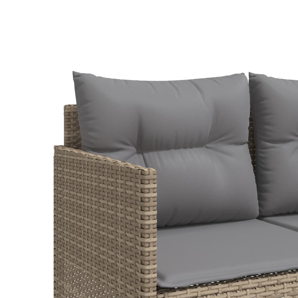 Salon de jardin avec coussins 5 pcs beige résine tressée