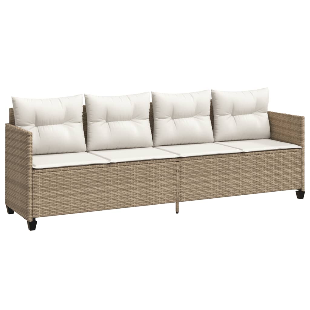 Salon de jardin avec coussins 5 pcs beige résine tressée