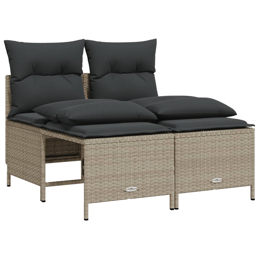 Salon de jardin 5 pcs avec coussins gris clair résine tressée