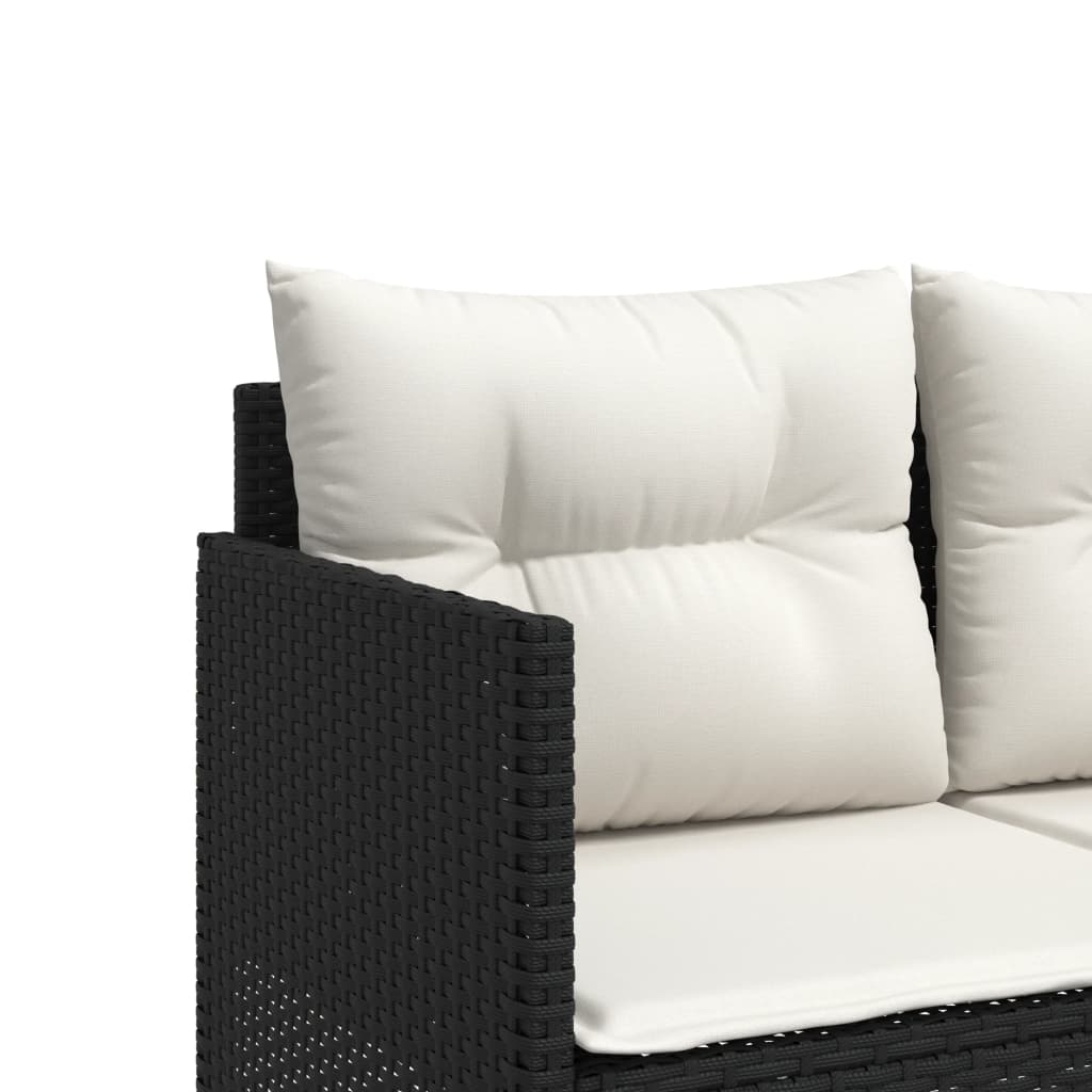 Salon de jardin 5 pcs avec coussins noir résine tressée