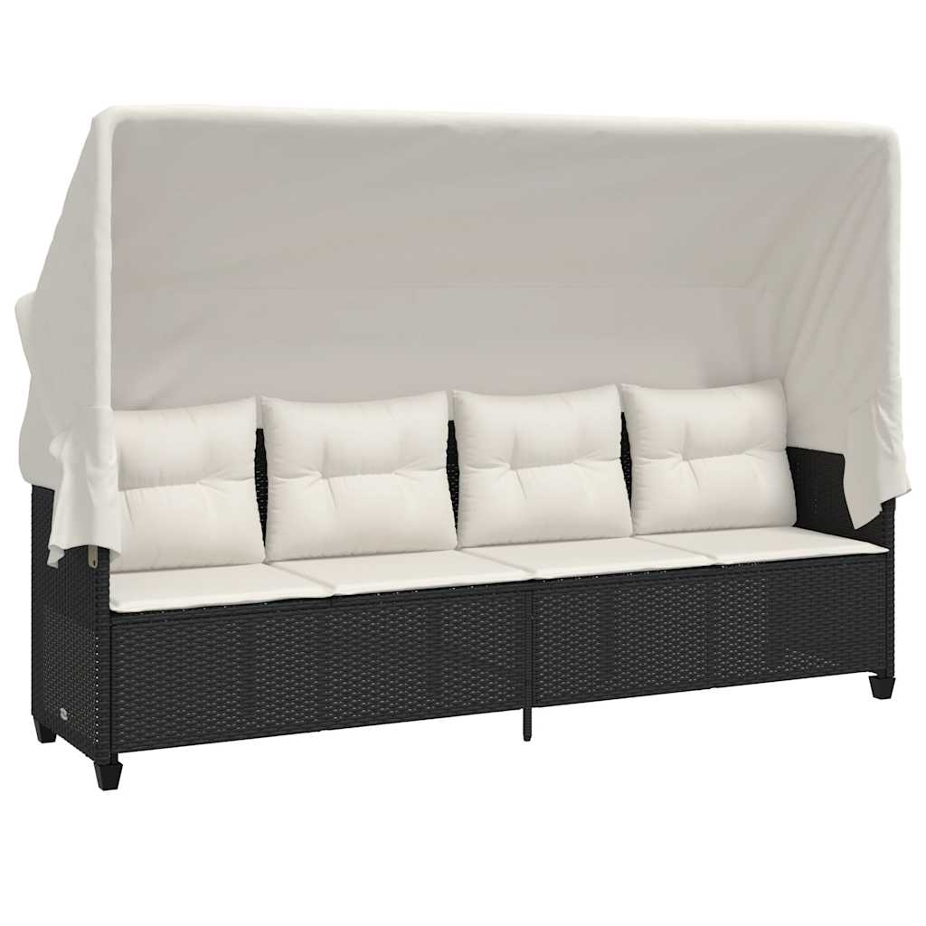 Salon de jardin 5 pcs avec coussins noir résine tressée