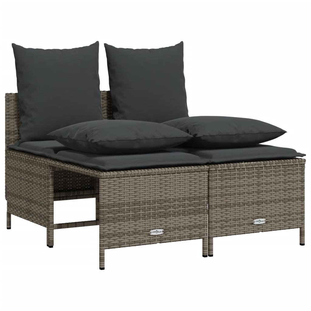 Salon de jardin 5 pcs avec coussins gris résine tressée