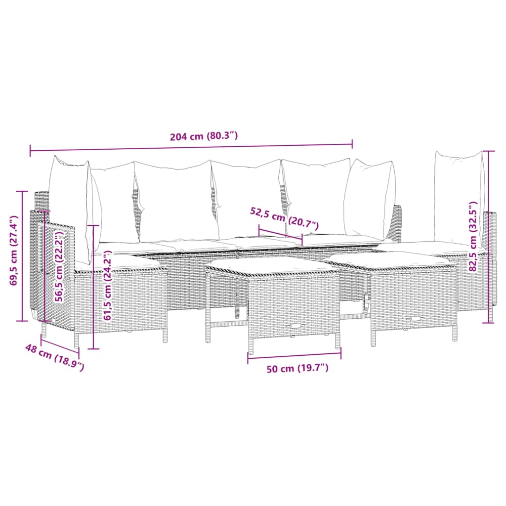 Salon de jardin avec coussins 5 pcs beige résine tressée