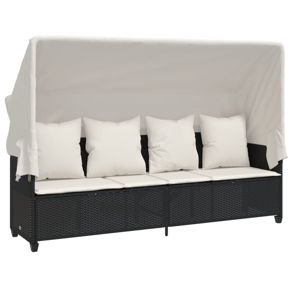 Salon de jardin 5 pcs avec coussins noir résine tressée