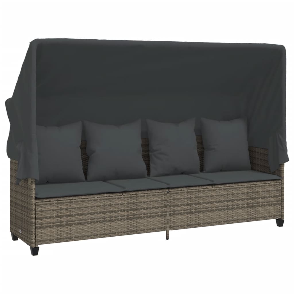 Salon de jardin 5 pcs avec coussins gris résine tressée