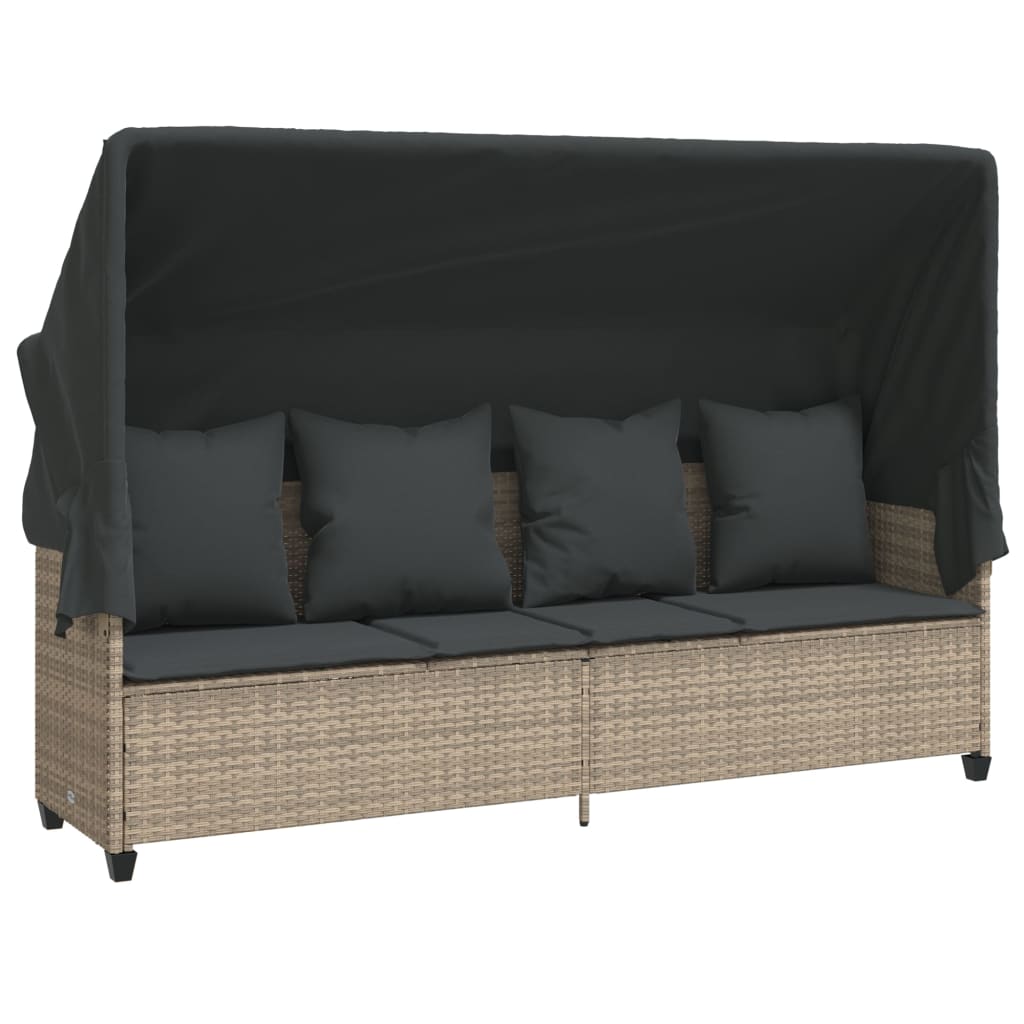 Salon de jardin 5 pcs avec coussins gris clair résine tressée
