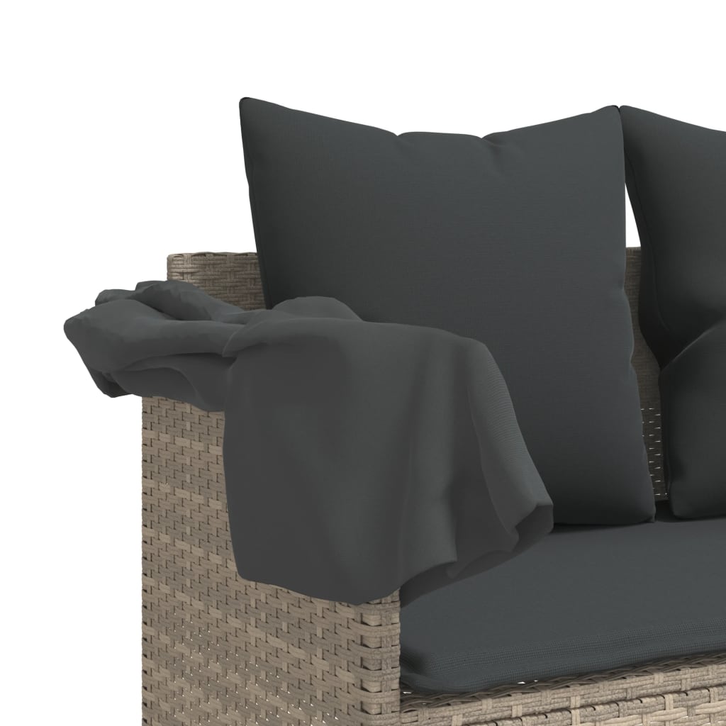 Salon de jardin 5 pcs avec coussins gris clair résine tressée