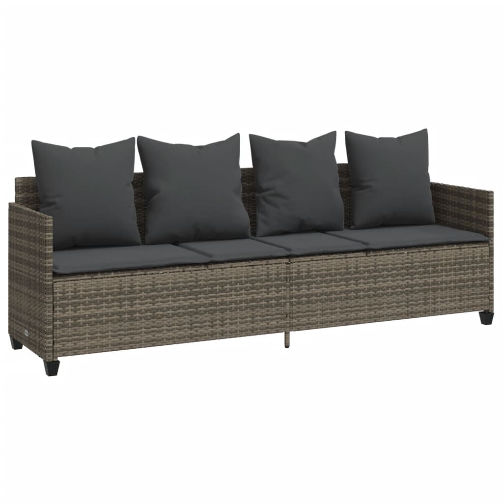 Salon de jardin 5 pcs avec coussins gris résine tressée