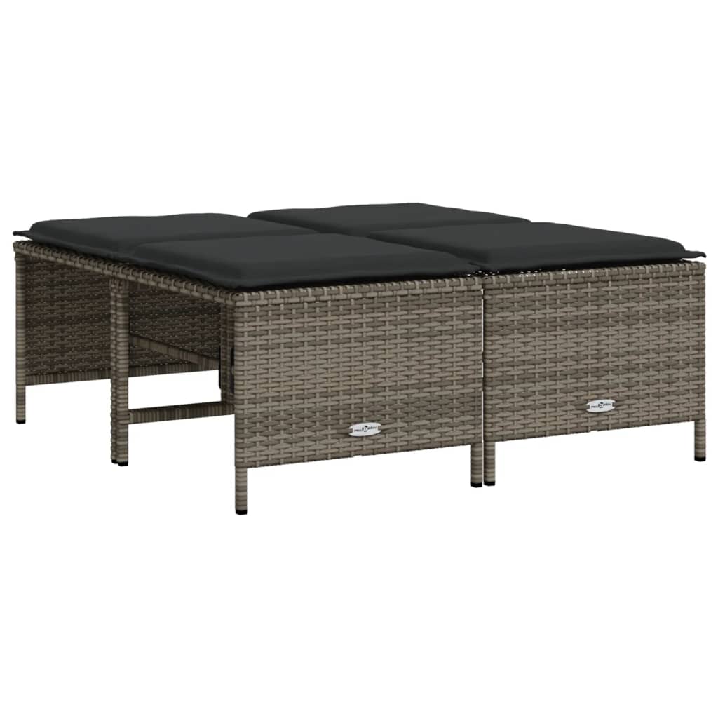 Salon de jardin 5 pcs avec coussins gris résine tressée