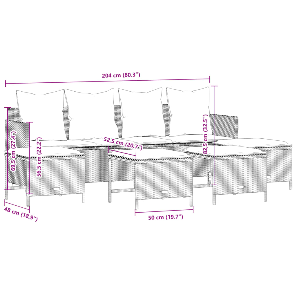Salon de jardin avec coussins 5 pcs beige résine tressée