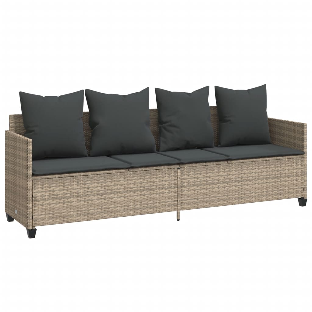 Salon de jardin 5 pcs avec coussins gris clair résine tressée