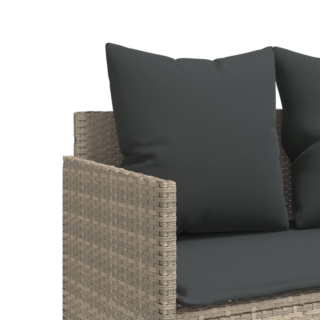 Salon de jardin 5 pcs avec coussins gris clair résine tressée