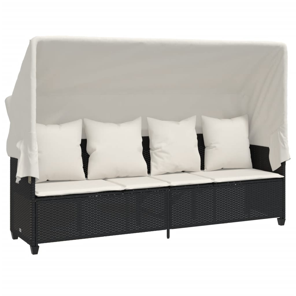 Salon de jardin 5 pcs avec coussins noir résine tressée