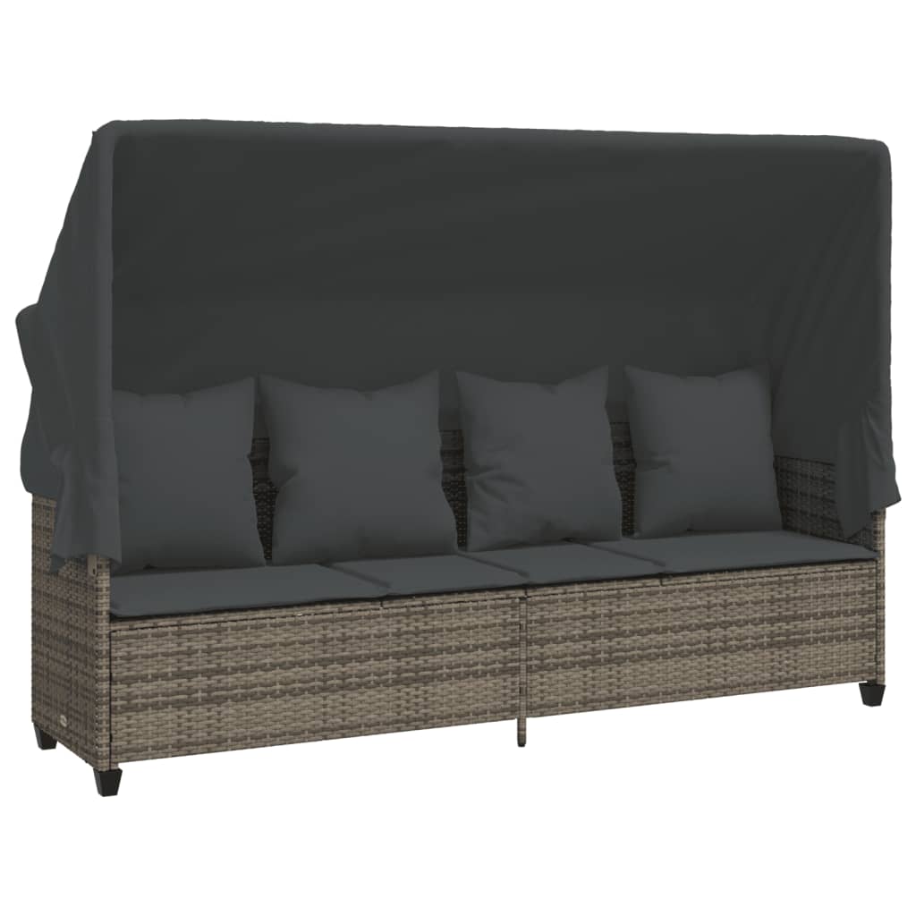 Salon de jardin 5 pcs avec coussins gris résine tressée