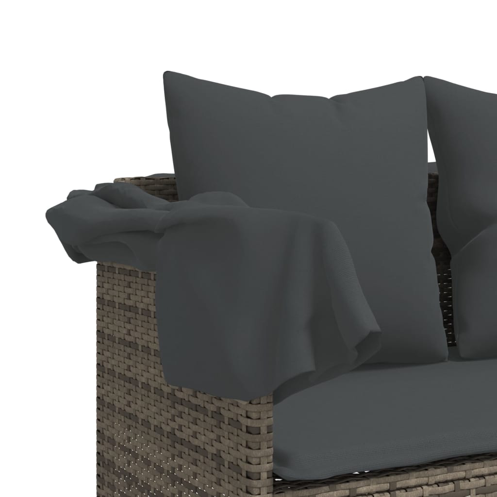 Salon de jardin 5 pcs avec coussins gris résine tressée