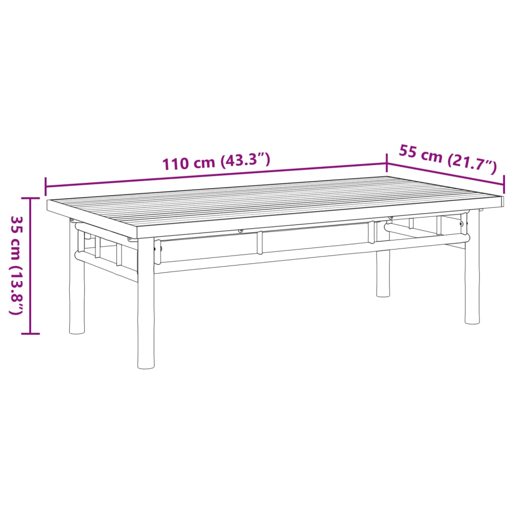Table basse 110x55x35 cm bambou - XIOS