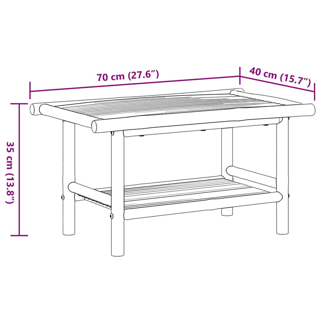 Table basse 70x40x35 cm bambou - XIOS