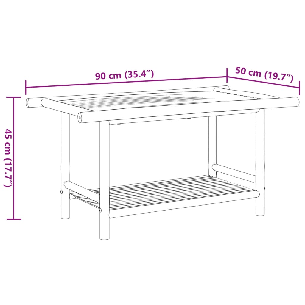 Table basse 90x50x45 cm bambou - XIOS