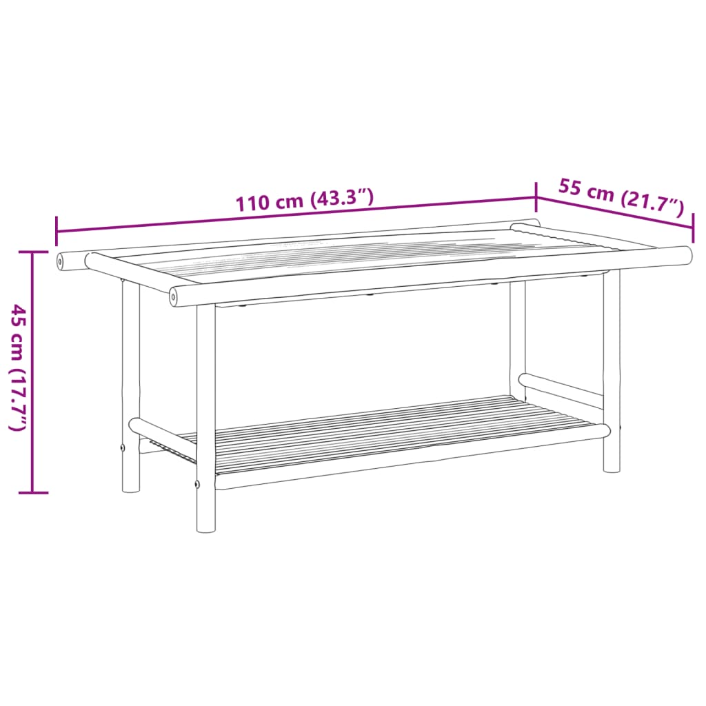 Table basse 110x55x45 cm bambou - XIOS