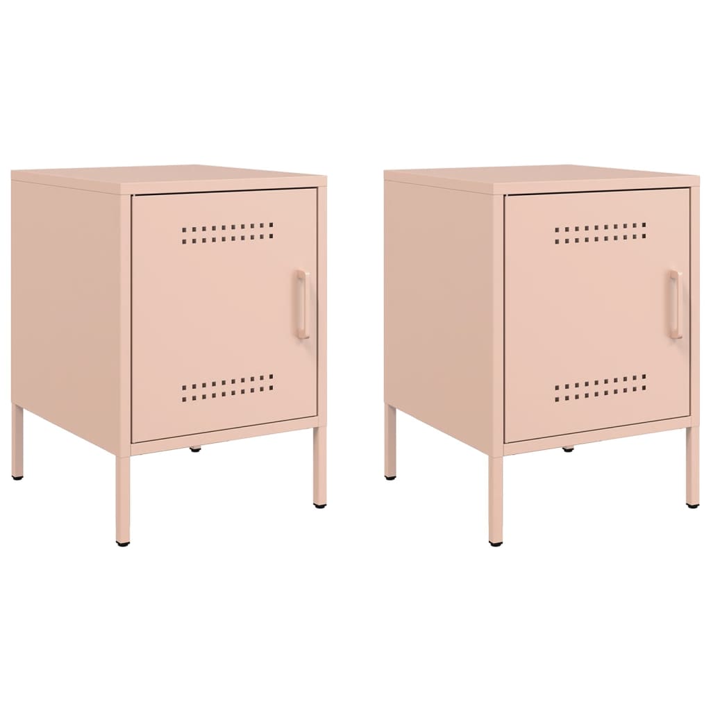 Tables de chevet 2 pcs rose 36x39x50,5 cm acier - XIOS