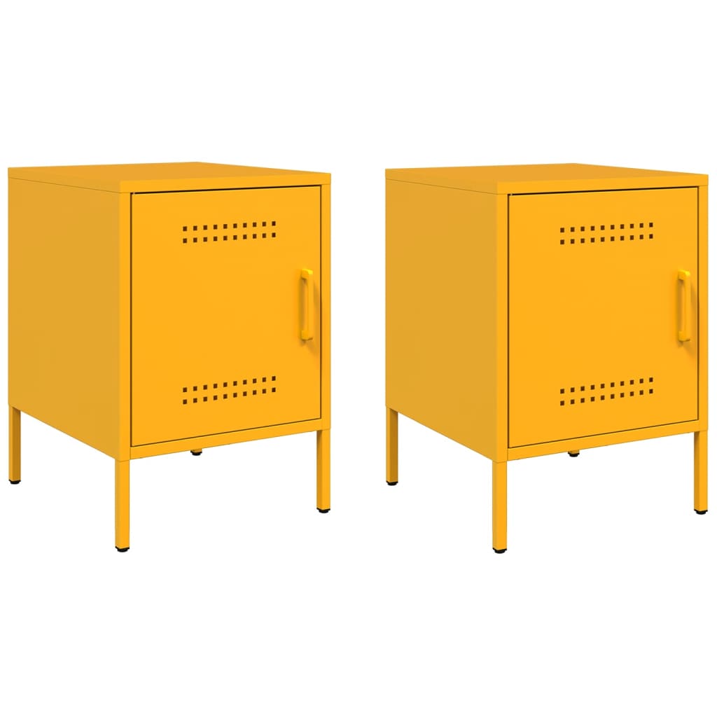 Tables de chevet 2 pcs jaune moutarde 36x39x50,5 cm acier - XIOS