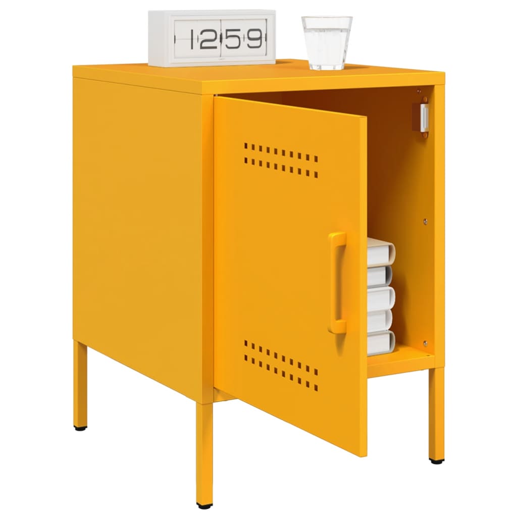 Tables de chevet 2 pcs jaune moutarde 36x39x50,5 cm acier - XIOS