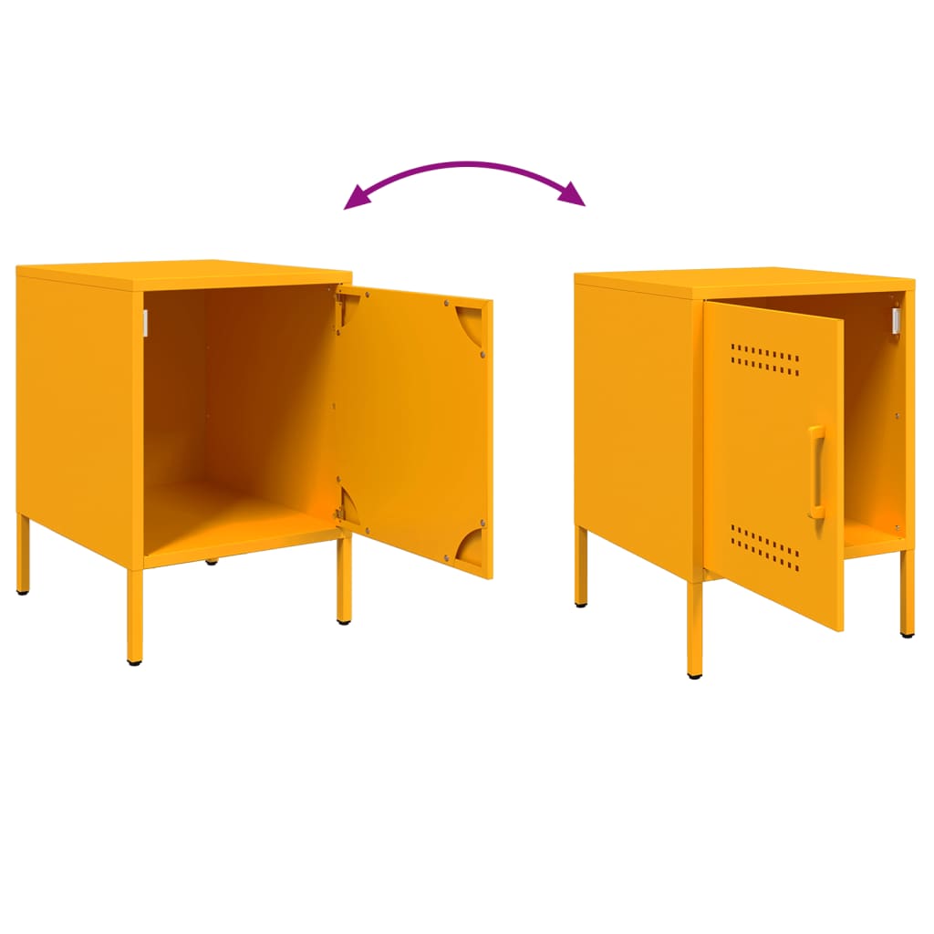 Tables de chevet 2 pcs jaune moutarde 36x39x50,5 cm acier - XIOS