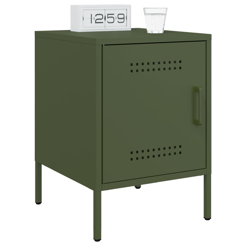 Tables de chevet 2 pcs vert olive 36x39x50,5 cm acier - XIOS