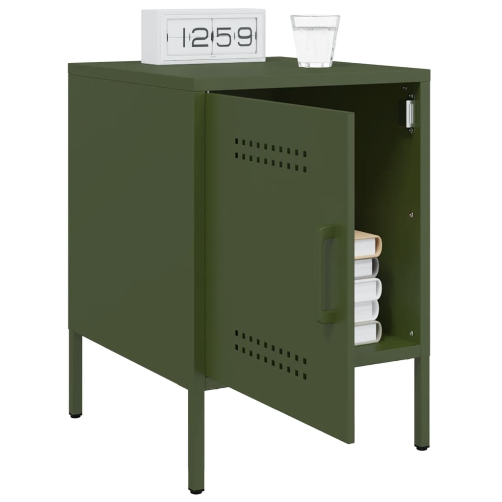Tables de chevet 2 pcs vert olive 36x39x50,5 cm acier - XIOS