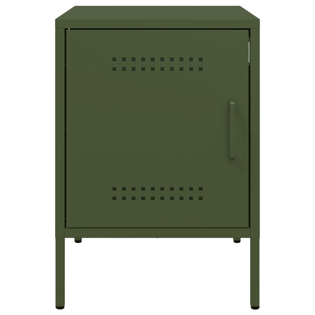 Tables de chevet 2 pcs vert olive 36x39x50,5 cm acier - XIOS