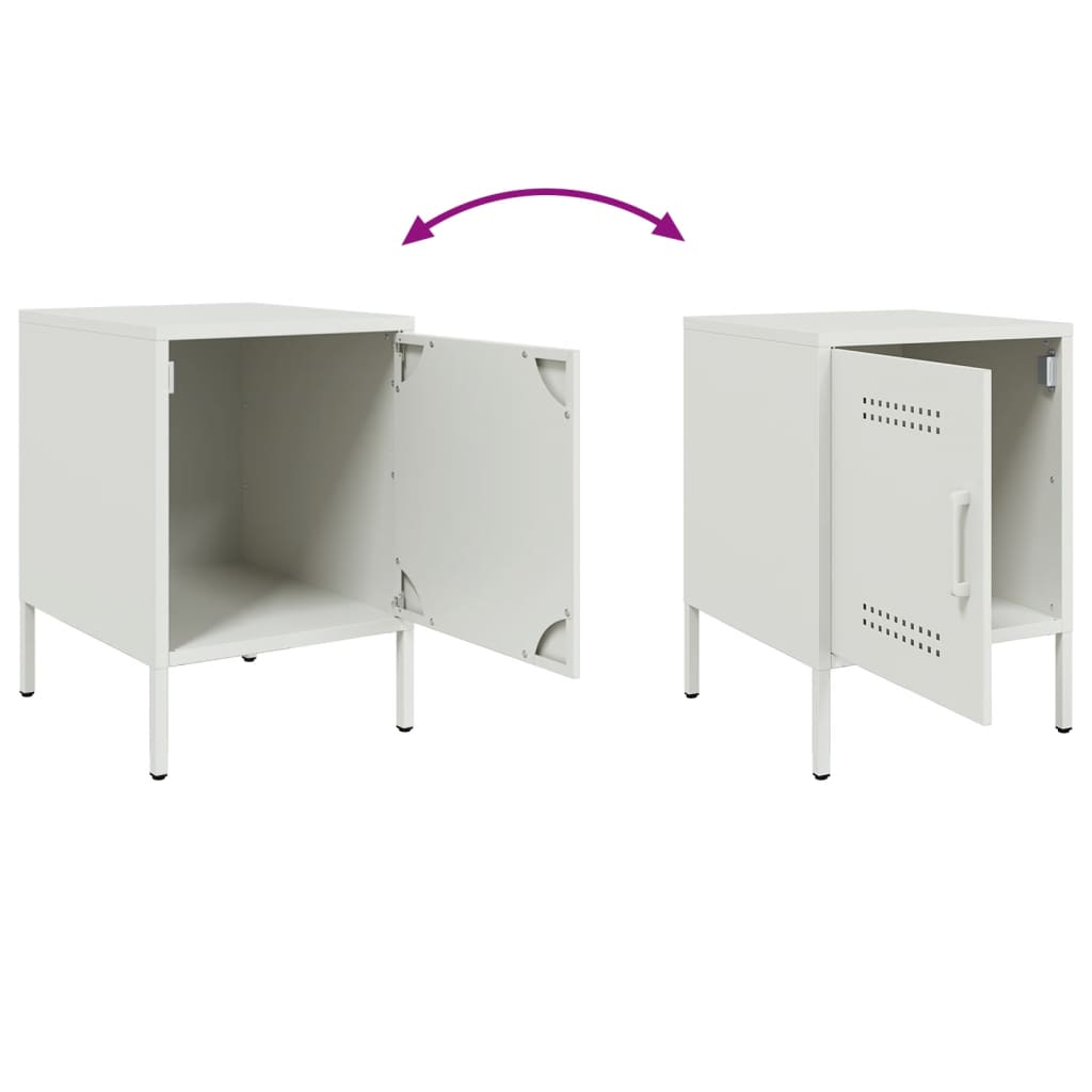 Tables de chevet 2 pcs blanc 36x39x50,5 cm acier - XIOS