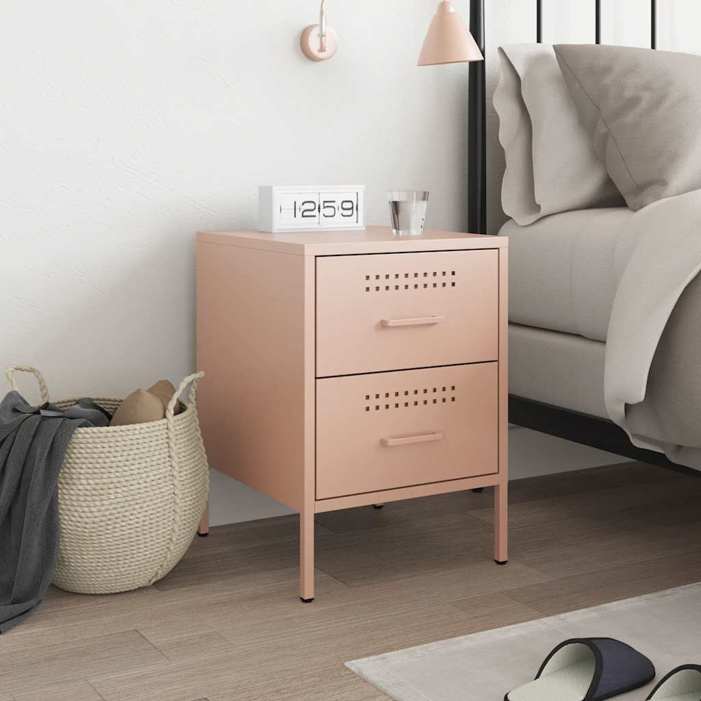 Table de chevet rose 36x39x50,5 cm acier - XIOS