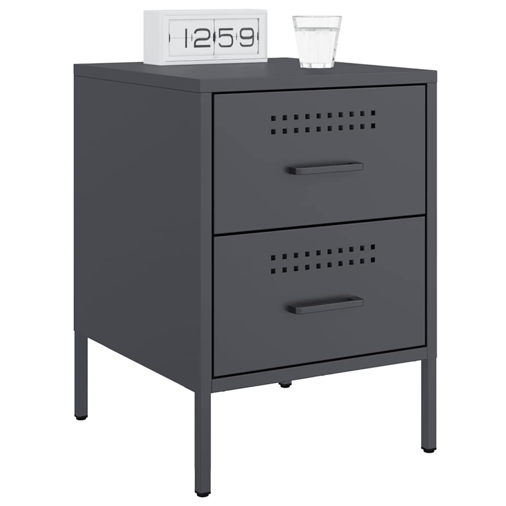 Tables de chevet 2 pcs anthracite 36x39x50,5 cm acier - XIOS