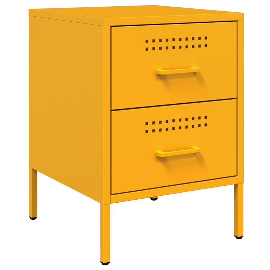 Table de chevet jaune moutarde 36x39x50,5 cm acier - XIOS