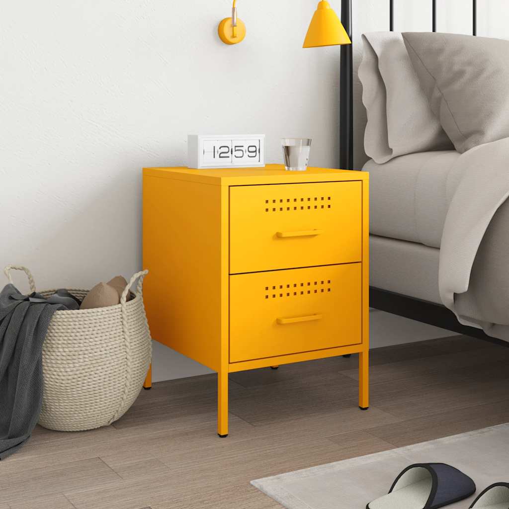 Table de chevet jaune moutarde 36x39x50,5 cm acier - XIOS